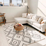 Minimalist Rhombus Line Art Rug Multicolor Southwestern Rug Synthetics Washable Anti-Slip Pet-Friendly Rug for Living Room Black-White Clearhalo 'Area Rug' 'Rugs' 'Southwestern' Rug' 2257927