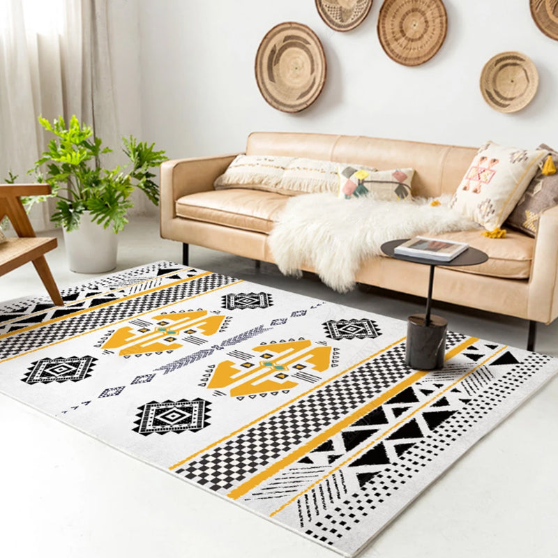 Native American Line Print Rug Multi Color Polypropylene Carpet Pet-Friendly Non-Slip Backing Machine Washable Rug for Drawing Room Yellow-Black Clearhalo 'Area Rug' 'Rugs' 'Shabby Chic' 'Southwestern' Rug' 2257933