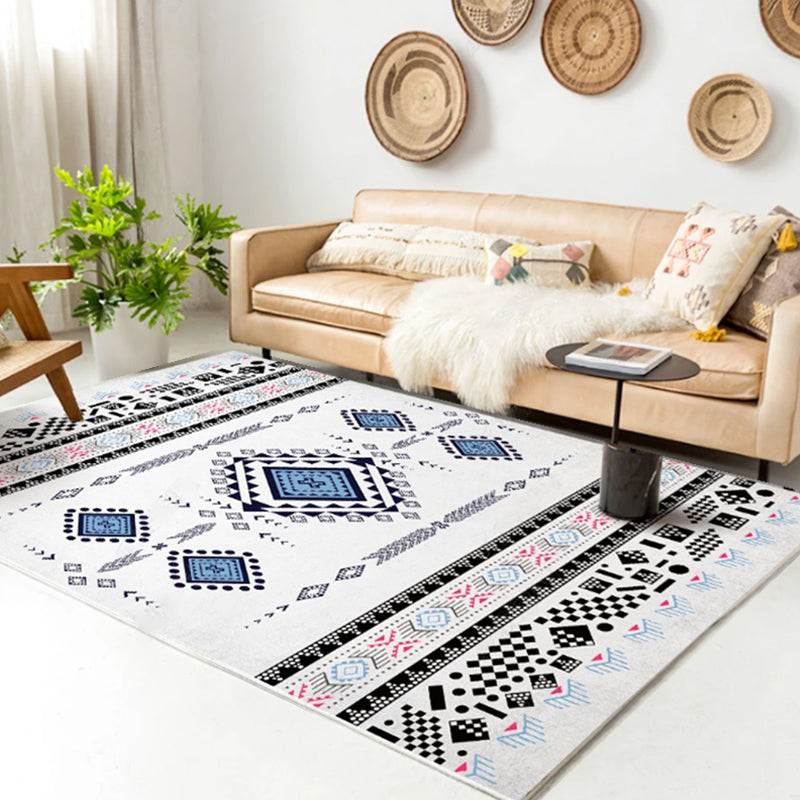 Native American Line Print Rug Multi Color Polypropylene Carpet Pet-Friendly Non-Slip Backing Machine Washable Rug for Drawing Room Blue Clearhalo 'Area Rug' 'Rugs' 'Shabby Chic' 'Southwestern' Rug' 2257934