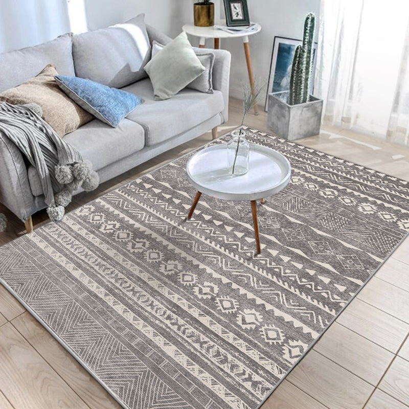 Native American Line Print Rug Multi Color Polypropylene Carpet Pet-Friendly Non-Slip Backing Machine Washable Rug for Drawing Room Smoke Gray Clearhalo 'Area Rug' 'Rugs' 'Shabby Chic' 'Southwestern' Rug' 2257940