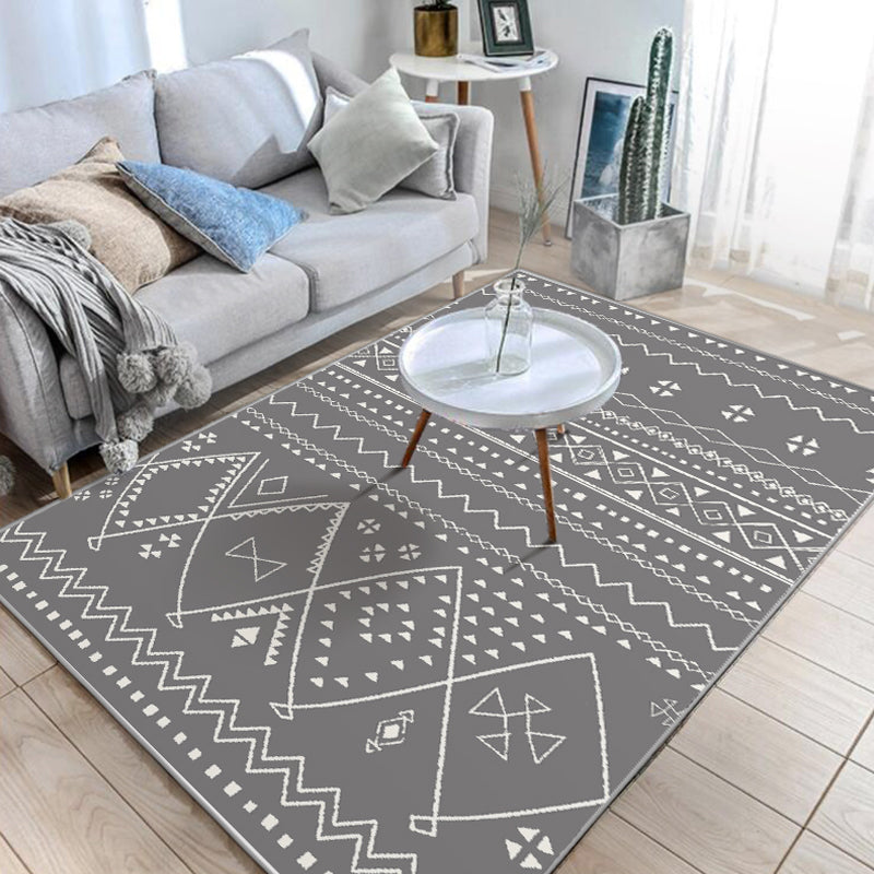 Native American Line Print Rug Multi Color Polypropylene Carpet Pet-Friendly Non-Slip Backing Machine Washable Rug for Drawing Room Dark Gray Clearhalo 'Area Rug' 'Rugs' 'Shabby Chic' 'Southwestern' Rug' 2257945