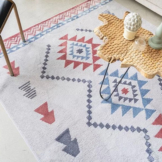 Chic Amriecana Rug Multi Colored Geometric Rug Stain Resistant Anti-Slip Backing Washable Rug for Home Blue-Red Clearhalo 'Area Rug' 'Rugs' 'Southwestern' Rug' 2257955