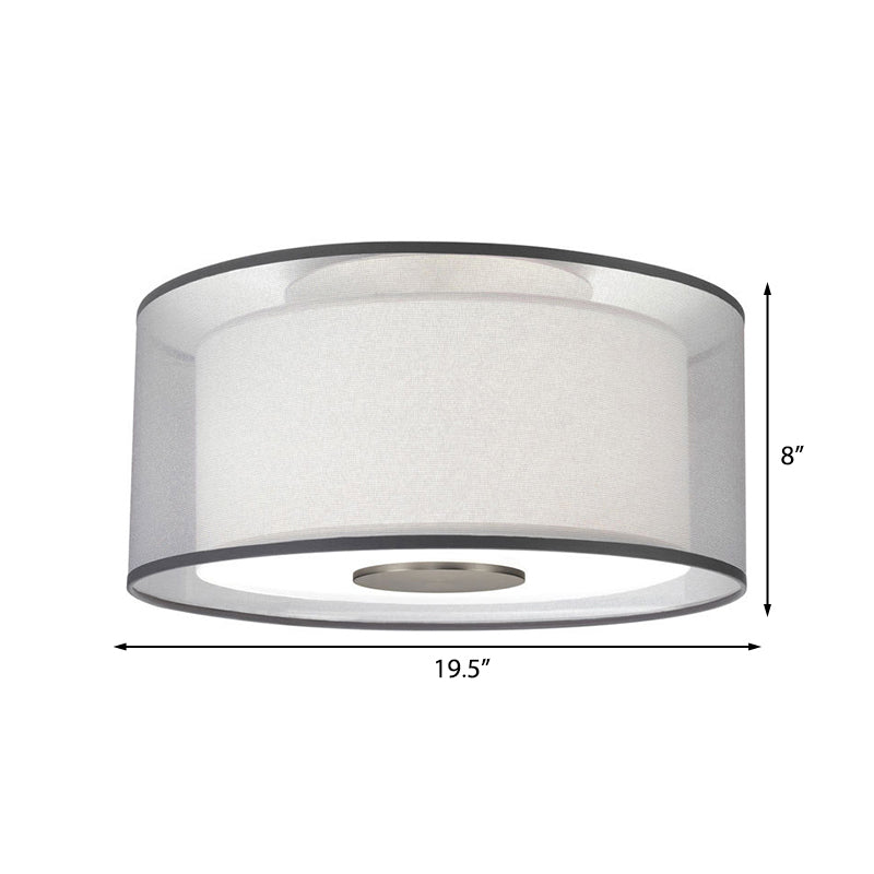 4 Lights Drum Flush Mount Lamp Classical White Fabric Ceiling Light Fixture, 16"/19.5”/23.5" Wide Clearhalo 'Ceiling Lights' 'Close To Ceiling Lights' 'Close to ceiling' 'Flush mount' Lighting' 225895