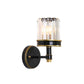 Crystal Cylinder Wall Light Modern 1 Light Flush Mount Wall Sconce in Black for Hallway Clearhalo 'Modern wall lights' 'Modern' 'Wall Lamps & Sconces' 'Wall Lights' Lighting' 225988