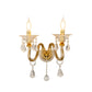 Mid-Century 1/2 Lights Wall Mounted Lighting Brass Candle Sconce Light Fixture with Crystal Shade Clearhalo 'Modern wall lights' 'Modern' 'Wall Lamps & Sconces' 'Wall Lights' Lighting' 226078