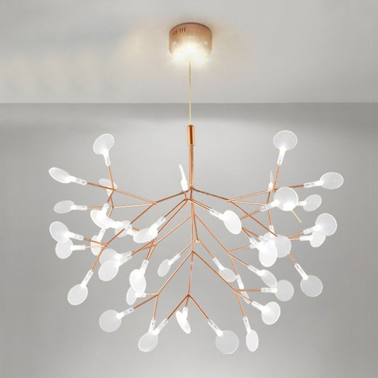 Minimal Leaf-Shaped Pendulum Light Acrylic Living Room LED Ceiling Chandelier in Gold 45 Gold Clearhalo 'Ceiling Lights' 'Chandeliers' 'Modern Chandeliers' 'Modern' Lighting' 2261394