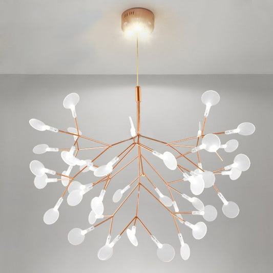 Minimal Leaf-Shaped Pendulum Light Acrylic Living Room LED Ceiling Chandelier in Gold 63 Gold Clearhalo 'Ceiling Lights' 'Chandeliers' 'Modern Chandeliers' 'Modern' Lighting' 2261395