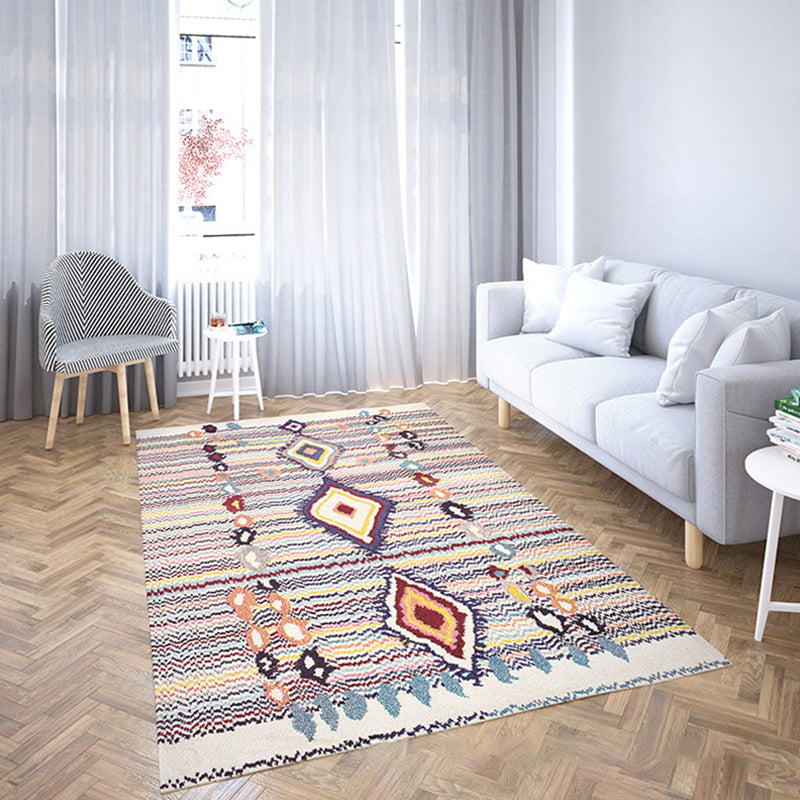 Decorative Rhombus Pattern Rug Multi-Colored Indonesian Rug Polyester Machine Washable Stain Resistant Anti-Slip Rug for Room Brown Clearhalo 'Area Rug' 'Rugs' 'Southwestern' Rug' 2262476