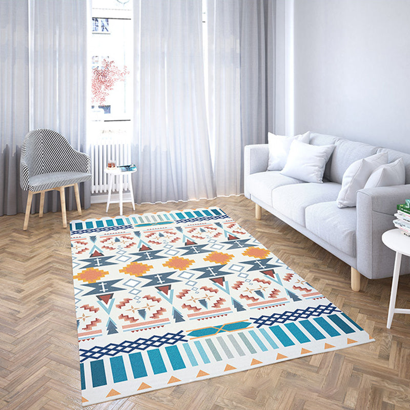 Decorative Rhombus Pattern Rug Multi-Colored Indonesian Rug Polyester Machine Washable Stain Resistant Anti-Slip Rug for Room Blue Clearhalo 'Area Rug' 'Rugs' 'Southwestern' Rug' 2262478