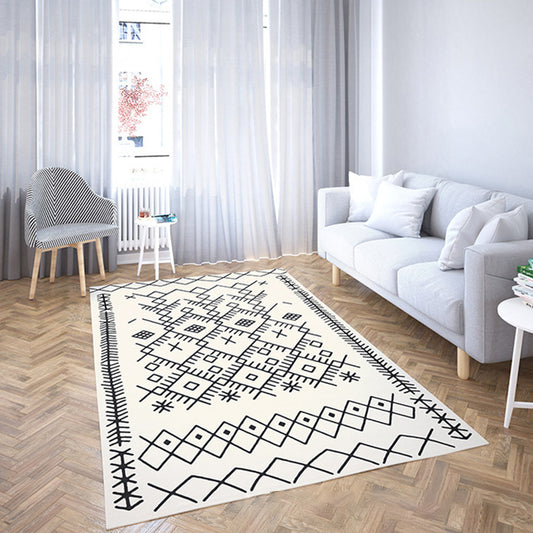 Decorative Rhombus Pattern Rug Multi-Colored Indonesian Rug Polyester Machine Washable Stain Resistant Anti-Slip Rug for Room Cream Gray Clearhalo 'Area Rug' 'Rugs' 'Southwestern' Rug' 2262482
