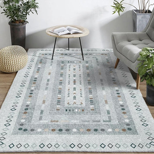 Bohemian Home Area Rug Multi Colored Print Rug Polypropylene Non-Slip Washable Stain Resistant Indoor Rug Smoke Gray Clearhalo 'Area Rug' 'Bohemian' 'Rugs' Rug' 2262497