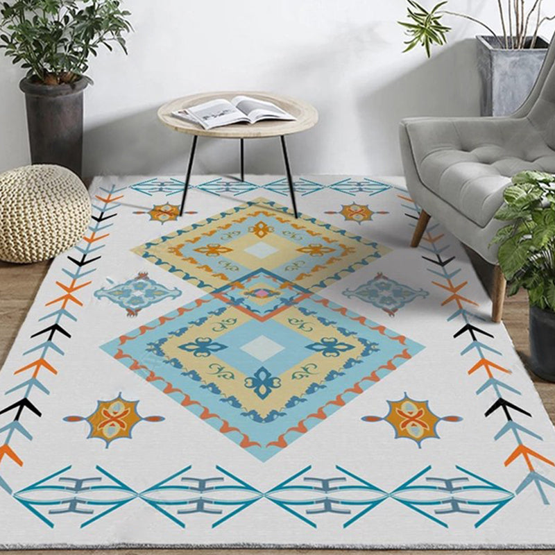Bohemian Home Area Rug Multi Colored Print Rug Polypropylene Non-Slip Washable Stain Resistant Indoor Rug Blue-Yellow Clearhalo 'Area Rug' 'Bohemian' 'Rugs' Rug' 2262498