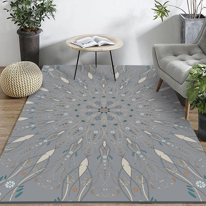 Bohemian Home Area Rug Multi Colored Print Rug Polypropylene Non-Slip Washable Stain Resistant Indoor Rug Dark Gray Clearhalo 'Area Rug' 'Bohemian' 'Rugs' Rug' 2262500