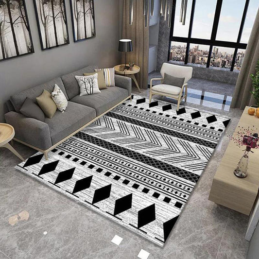 Funky Multicolor Boho Chic Rug Synthetics Trellis Print Carpet Pet-Friendly Stain Resistant Non-Slip Rug for Parlor Black-White Clearhalo 'Area Rug' 'Bohemian' 'Rugs' Rug' 2262517