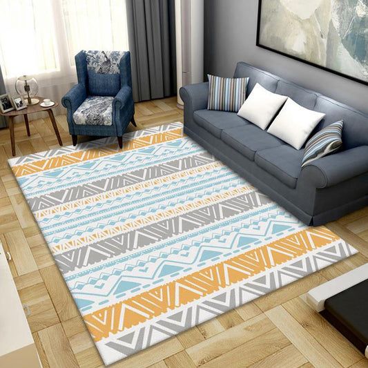 Funky Multicolor Boho Chic Rug Synthetics Trellis Print Carpet Pet-Friendly Stain Resistant Non-Slip Rug for Parlor Yellow-Blue Clearhalo 'Area Rug' 'Bohemian' 'Rugs' Rug' 2262518