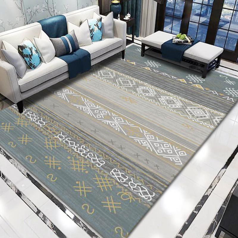 Funky Multicolor Boho Chic Rug Synthetics Trellis Print Carpet Pet-Friendly Stain Resistant Non-Slip Rug for Parlor Grey Clearhalo 'Area Rug' 'Bohemian' 'Rugs' Rug' 2262524