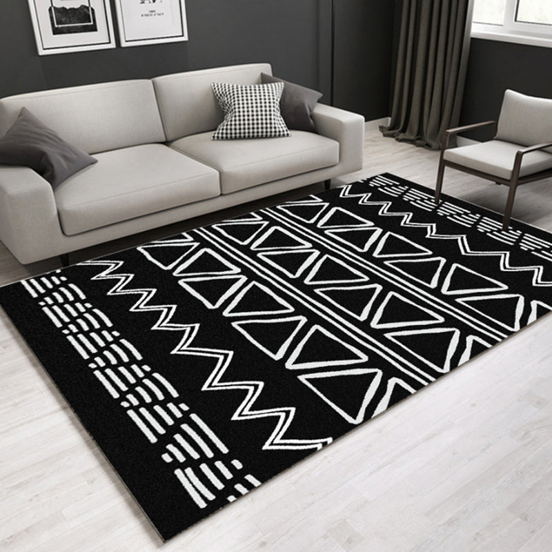 Simplicity Seamless Pattern Rug Multi Color Bohemian Rug Nylon Anti-Slip Stain Resistant Pet-Friendly Rug for Decoration Black-White Clearhalo 'Area Rug' 'Bohemian' 'Rugs' Rug' 2262530