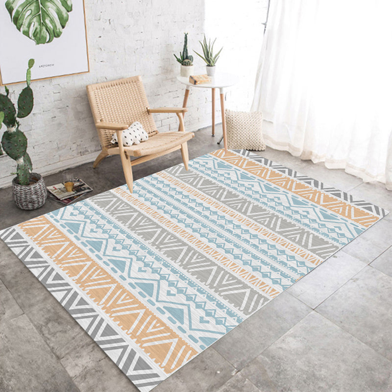 Nostalgic Native American Rug Multi-Colored Geometric Rug Stain Resistant Washable Anti-Slip Backing Rug for Decoration Blue-Yellow Clearhalo 'Area Rug' 'Bohemian' 'Rugs' Rug' 2262573