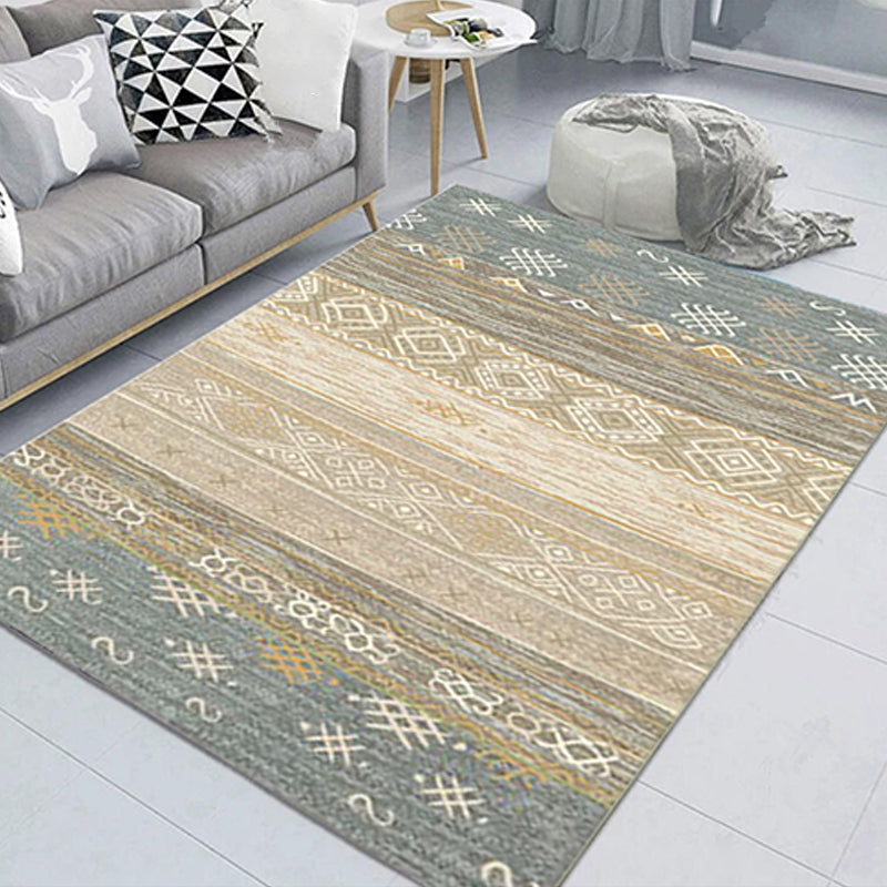 Nostalgic Native American Rug Multi-Colored Geometric Rug Stain Resistant Washable Anti-Slip Backing Rug for Decoration Beige Clearhalo 'Area Rug' 'Bohemian' 'Rugs' Rug' 2262574