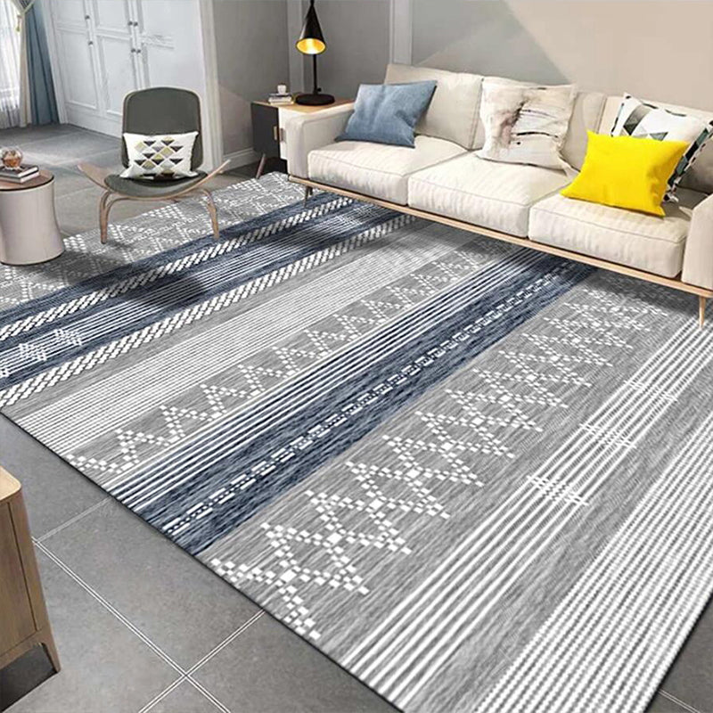 Nostalgic Native American Rug Multi-Colored Geometric Rug Stain Resistant Washable Anti-Slip Backing Rug for Decoration Gray-Blue Clearhalo 'Area Rug' 'Bohemian' 'Rugs' Rug' 2262583