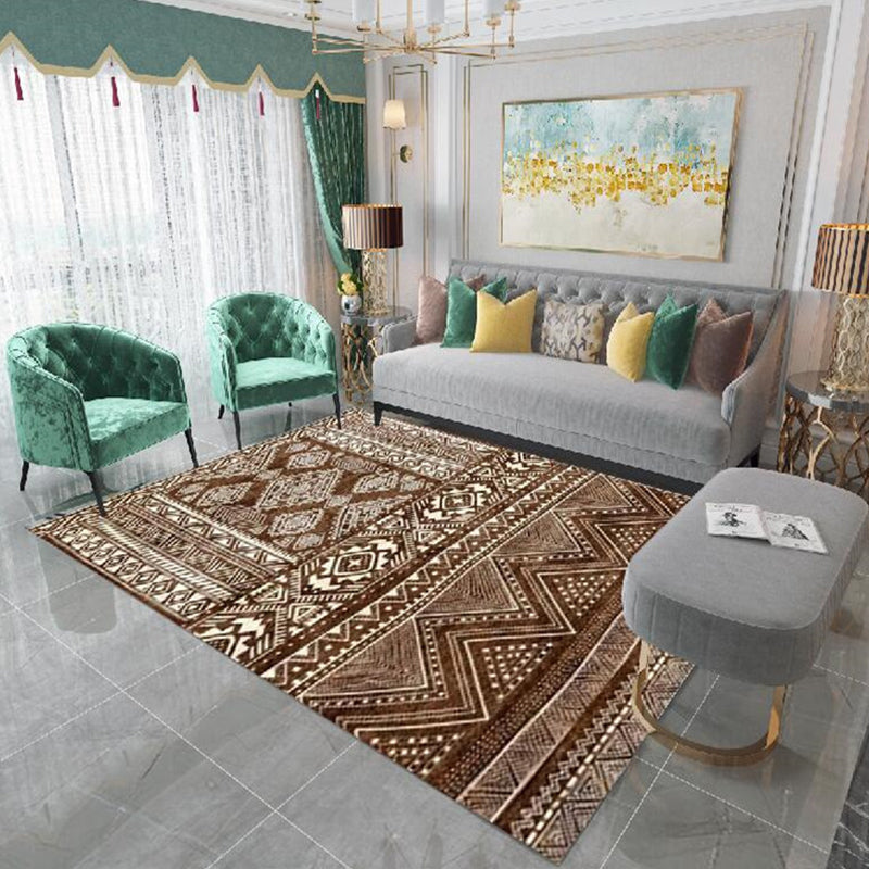 Moroccan Living Room Rug Multi-Color Geometric Print Rug Synthetics Anti-Slip Backing Stain Resistant Pet Friendly Rug Brown Clearhalo 'Area Rug' 'Bohemian' 'Rugs' Rug' 2262589