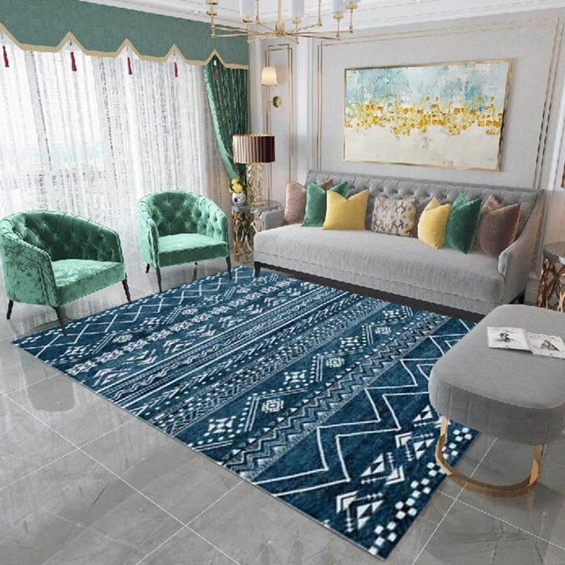 Moroccan Living Room Rug Multi-Color Geometric Print Rug Synthetics Anti-Slip Backing Stain Resistant Pet Friendly Rug Dark Blue Clearhalo 'Area Rug' 'Bohemian' 'Rugs' Rug' 2262594