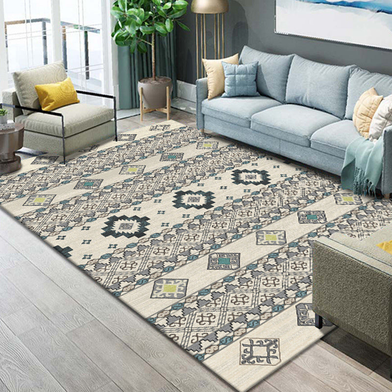Festive Multicolor Print Rug Polypropylene Bohemian Area Rug Machine Washable Pet Friendly Non-Slip Rug for Drawing Room Gray-Green Clearhalo 'Area Rug' 'Bohemian' 'Rugs' Rug' 2262595