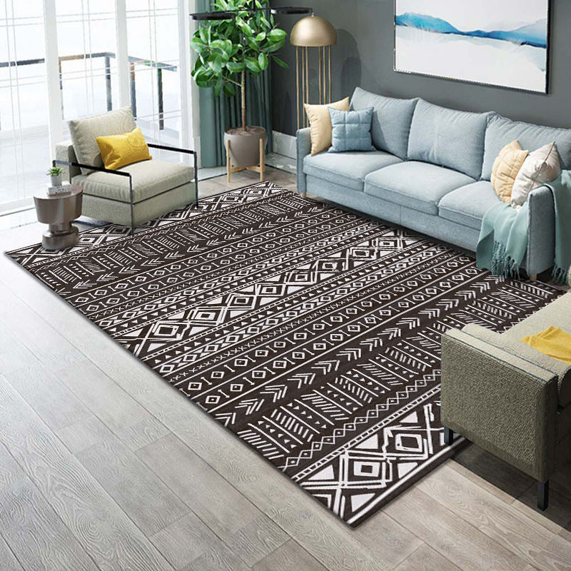 Festive Multicolor Print Rug Polypropylene Bohemian Area Rug Machine Washable Pet Friendly Non-Slip Rug for Drawing Room Black Clearhalo 'Area Rug' 'Bohemian' 'Rugs' Rug' 2262598