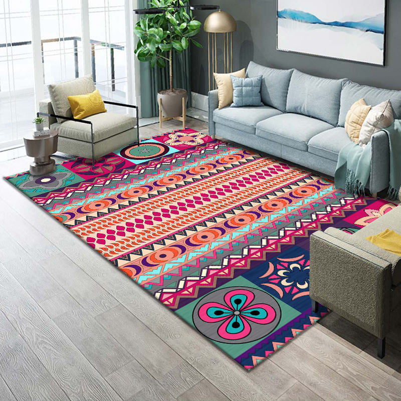 Festive Multicolor Print Rug Polypropylene Bohemian Area Rug Machine Washable Pet Friendly Non-Slip Rug for Drawing Room Yellow-Red Clearhalo 'Area Rug' 'Bohemian' 'Rugs' Rug' 2262602