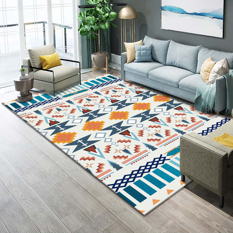 Festive Multicolor Print Rug Polypropylene Bohemian Area Rug Machine Washable Pet Friendly Non-Slip Rug for Drawing Room Blue-Green Clearhalo 'Area Rug' 'Bohemian' 'Rugs' Rug' 2262603