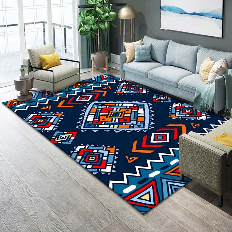 Festive Multicolor Print Rug Polypropylene Bohemian Area Rug Machine Washable Pet Friendly Non-Slip Rug for Drawing Room Dark Blue Clearhalo 'Area Rug' 'Bohemian' 'Rugs' Rug' 2262606