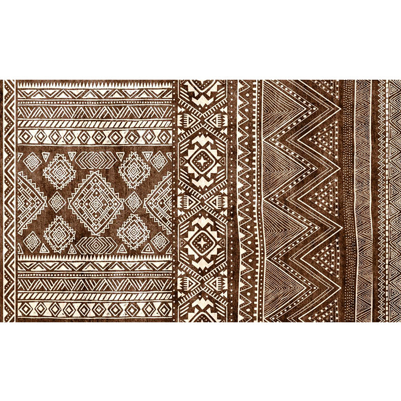Retro Indian Style Rug Multi Color Geometric Carpet Pet Friendly Anti-Slip Stain Resistant Rug for Home Decoration Brown Clearhalo 'Area Rug' 'Rugs' 'Southwestern' Rug' 2262620