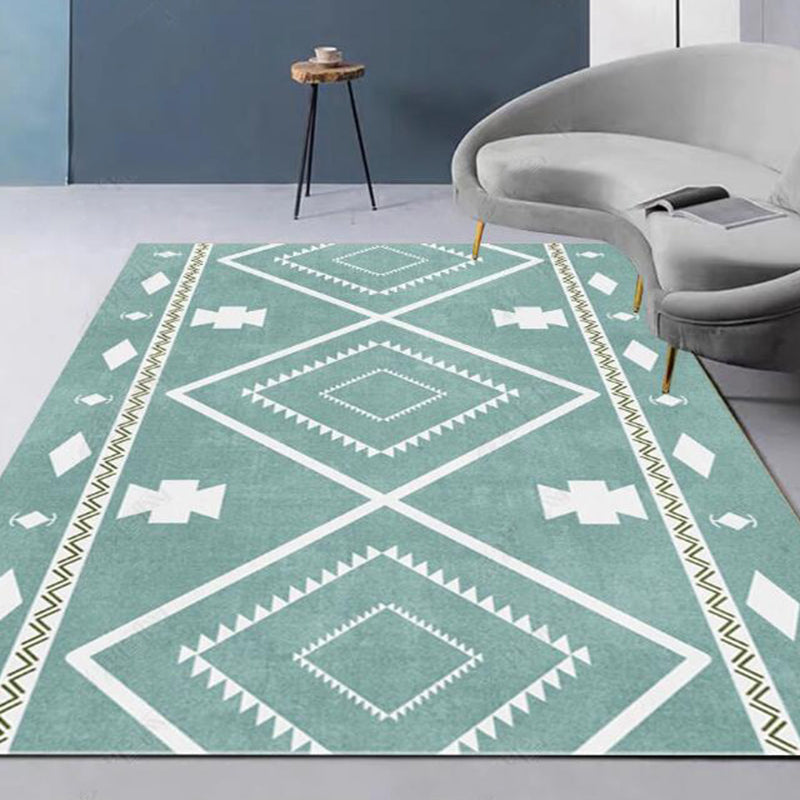 Retro Indian Style Rug Multi Color Geometric Carpet Pet Friendly Anti-Slip Stain Resistant Rug for Home Decoration Lake Green Clearhalo 'Area Rug' 'Rugs' 'Southwestern' Rug' 2262623