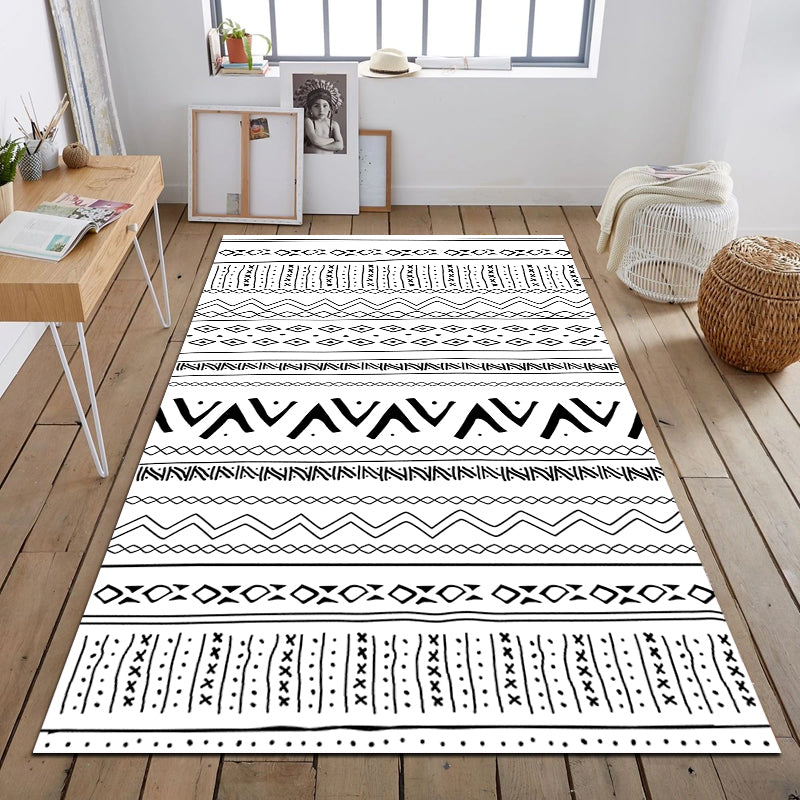 Southwestern Tribal Print Rug Multi Colored Polypropylene Rug Anti-Slip Pet Friendly Washable Rug for Family Room Black-White Clearhalo 'Area Rug' 'Rugs' 'Southwestern' Rug' 2262640