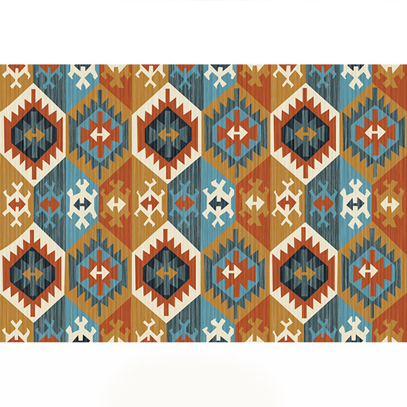 Aesthetics Tribal Pattern Rug Multicolor Indonesian Rug Polyester Stain Resistant Washable Non-Slip Rug for Decor Blue-Yellow Clearhalo 'Area Rug' 'Rugs' 'Southwestern' Rug' 2262647