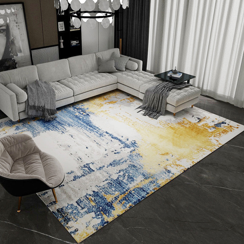 Old Rusty Print Rug Multi Colored Industrial Carpet Polyester Anti-Slip Backing Washable Stain Resistant Rug for Home Royal Blue-Yellow Clearhalo 'Area Rug' 'Rug' 2262753