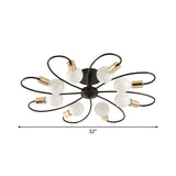 3/6/8 Lights Metal Semi Flush Light Traditional Black Exposed Bulb Living Room Ceiling Lighting Clearhalo 'Ceiling Lights' 'Close To Ceiling Lights' 'Close to ceiling' 'Semi-flushmount' Lighting' 226317
