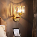 Simple 1 Light Wall Mounted Lighting Brass Drum Sconce Light Fixture with Crystal Shade Brass Clearhalo 'Modern wall lights' 'Modern' 'Wall Lamps & Sconces' 'Wall Lights' Lighting' 226335