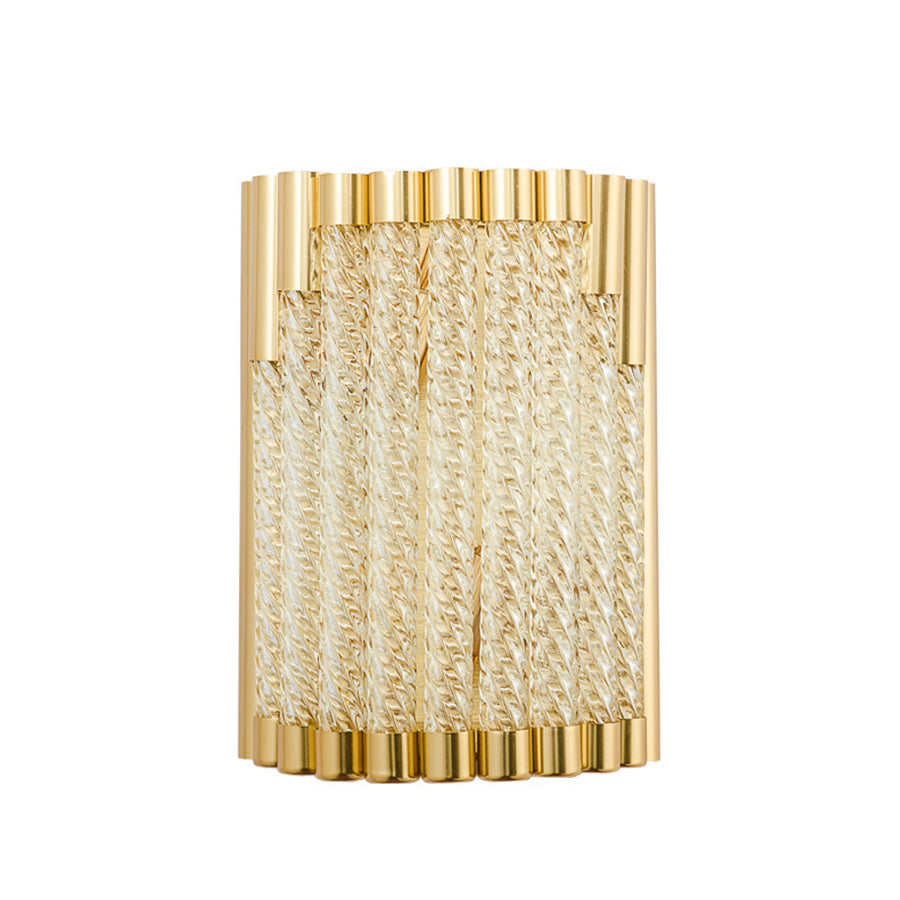 Retro 2 Lights Wall Mounted Lighting Gold Tube Sconce Light Fixture with Crystal Shade Clearhalo 'Cast Iron' 'Glass' 'Industrial' 'Modern wall lights' 'Modern' 'Tiffany' 'Traditional wall lights' 'Wall Lamps & Sconces' 'Wall Lights' Lighting' 226350