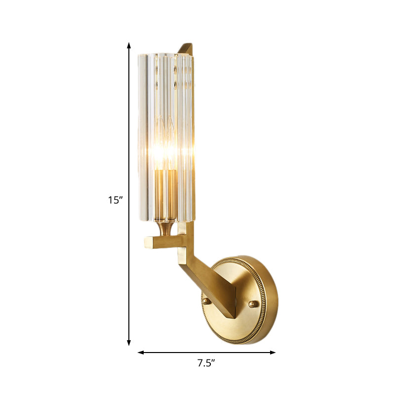 Crystal Tube/Cup/Flat Wall Mounted Lamp Minimalism 1 Light Brass Flush Wall Sconce for Bedside Clearhalo 'Modern wall lights' 'Modern' 'Wall Lamps & Sconces' 'Wall Lights' Lighting' 226405