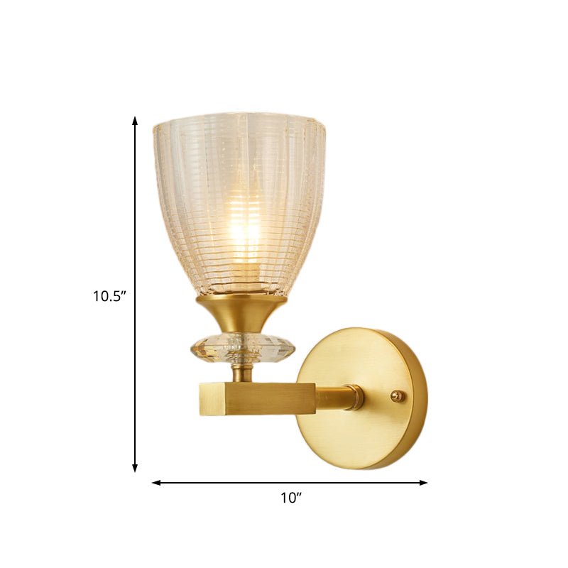 Crystal Tube/Cup/Flat Wall Mounted Lamp Minimalism 1 Light Brass Flush Wall Sconce for Bedside Clearhalo 'Modern wall lights' 'Modern' 'Wall Lamps & Sconces' 'Wall Lights' Lighting' 226413