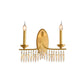 Brass Candle Sconce Light Fixture Retro 2 Lights Crystal Wall Mounted Lighting with Metal Arm Clearhalo 'Cast Iron' 'Glass' 'Industrial' 'Modern wall lights' 'Modern' 'Tiffany' 'Traditional wall lights' 'Wall Lamps & Sconces' 'Wall Lights' Lighting' 226433