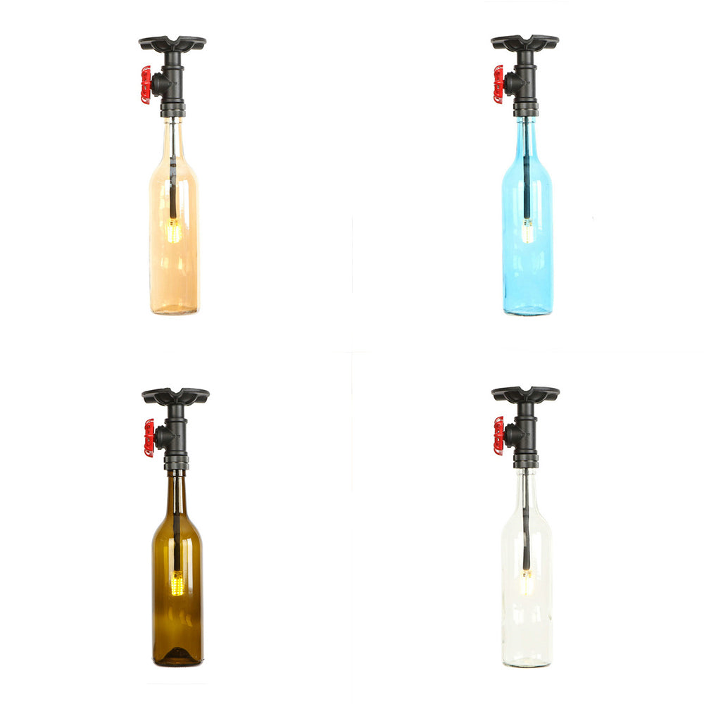 Bottle Semi Flush Light Rustic Single Light Semi Flushmount with Glass Shade Clearhalo 'Ceiling Lights' 'Close To Ceiling Lights' 'Close to ceiling' 'Glass shade' 'Glass' 'Island Lights' 'Semi-flushmount' Lighting' 22646