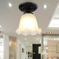 Flared Living Room Flush Mount Lamp Classical White Glass 1 Light Black Ceiling Lighting Clearhalo 'Ceiling Lights' 'Close To Ceiling Lights' 'Close to ceiling' 'Flush mount' Lighting' 226465