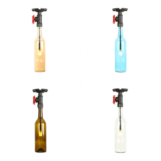 Bottle Semi Flush Light Rustic Single Light Semi Flushmount with Glass Shade Clearhalo 'Ceiling Lights' 'Close To Ceiling Lights' 'Close to ceiling' 'Glass shade' 'Glass' 'Island Lights' 'Semi-flushmount' Lighting' 22646