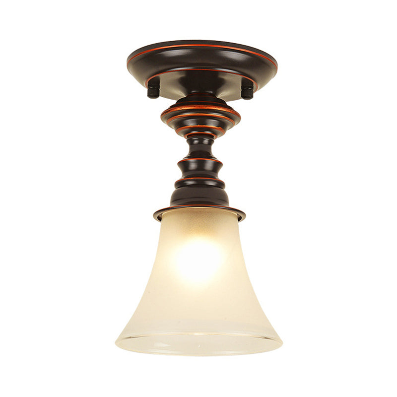 Bell Flush Mount Lighting Traditional White Frosted Glass 1 Light Living Room Ceiling Lamp Clearhalo 'Ceiling Lights' 'Close To Ceiling Lights' 'Close to ceiling' 'Flush mount' Lighting' 226479