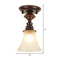 Bell Flush Mount Lighting Traditional White Frosted Glass 1 Light Living Room Ceiling Lamp Clearhalo 'Ceiling Lights' 'Close To Ceiling Lights' 'Close to ceiling' 'Flush mount' Lighting' 226480