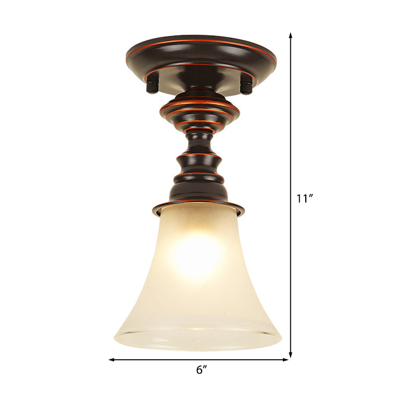Bell Flush Mount Lighting Traditional White Frosted Glass 1 Light Living Room Ceiling Lamp Clearhalo 'Ceiling Lights' 'Close To Ceiling Lights' 'Close to ceiling' 'Flush mount' Lighting' 226480