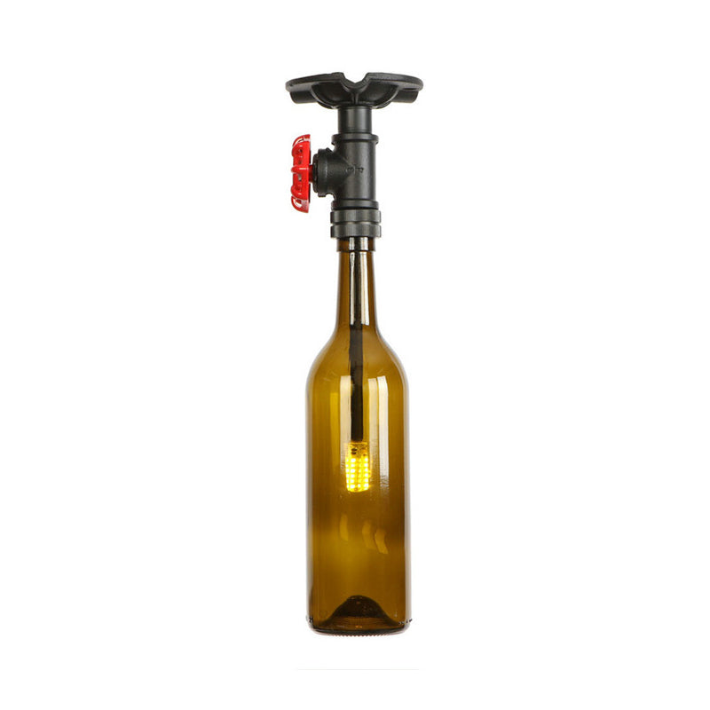 Bottle Semi Flush Light Rustic Single Light Semi Flushmount with Glass Shade Brown Clearhalo 'Ceiling Lights' 'Close To Ceiling Lights' 'Close to ceiling' 'Glass shade' 'Glass' 'Island Lights' 'Semi-flushmount' Lighting' 22649