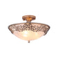 Black/Brass Bowl Shaped Semi Flush Mount Classic Frosted Glass 3/5 Lights Bedroom Ceiling Light Fixture Clearhalo 'Ceiling Lights' 'Close To Ceiling Lights' 'Close to ceiling' 'Glass shade' 'Glass' 'Semi-flushmount' Lighting' 226548